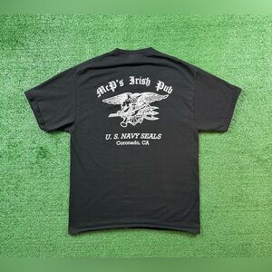 Vintage Black MCP's Irish Pub Coronado, CA navy seal bar T-shirt.